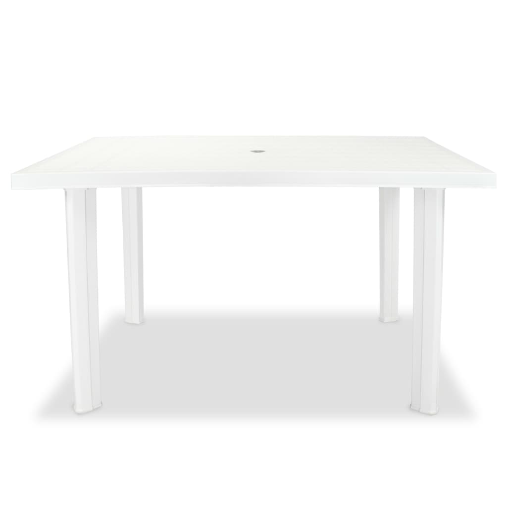 vidaXL dārza galds, 126x76x72 cm, balta plastmasa