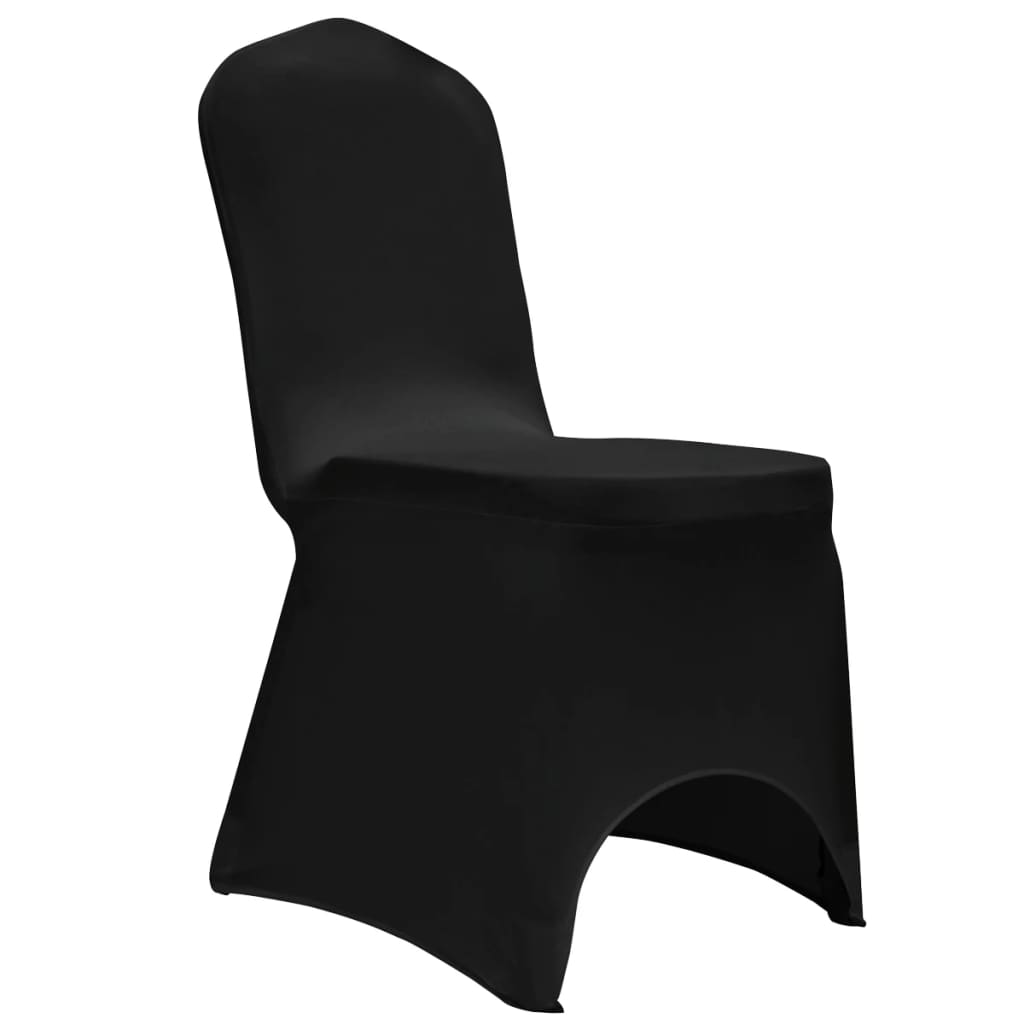 vidaXL krēslu pārvalki, 12 gab., melns elastīgs audums