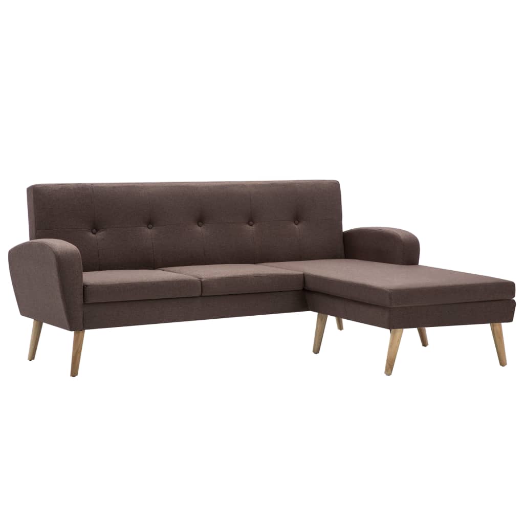 vidaXL stūra dīvāns, brūns, 186x136x79 cm, auduma apdare