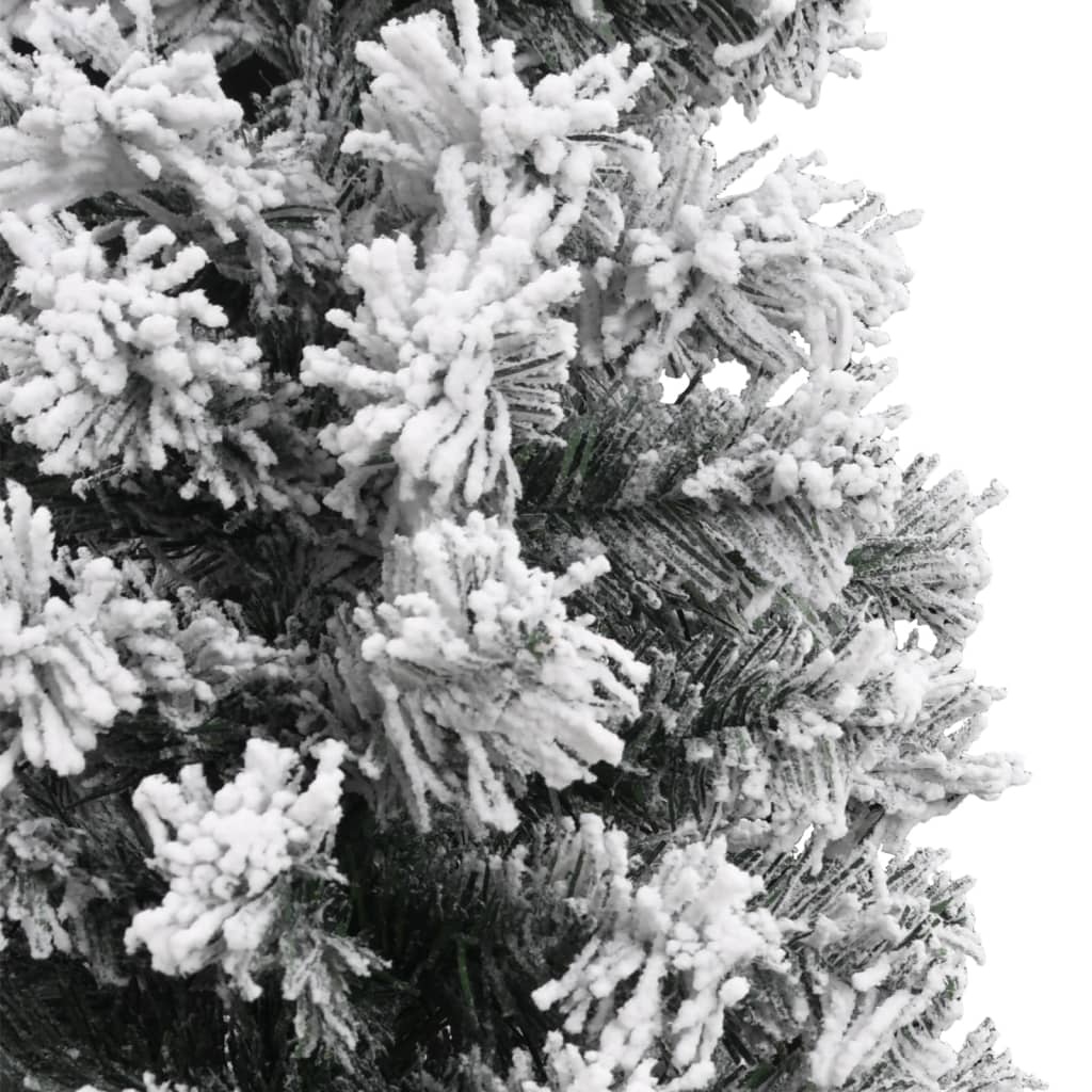 vidaXL mākslīgā Ziemassvētku egle ar sniegu, šaura, zaļa, 120 cm, PVC