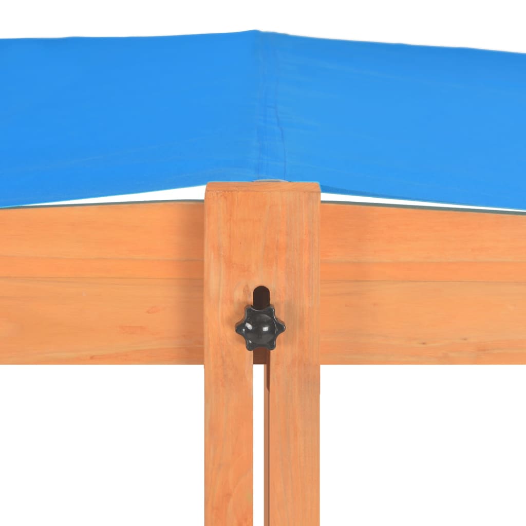 vidaXL smilšu kaste ar regulējamu jumtu, egles koks, 115x115x115 cm