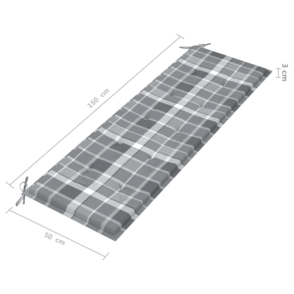 vidaXL trīsvietīgs dārza sols ar matraci, 150 cm, eikalipta masīvkoks