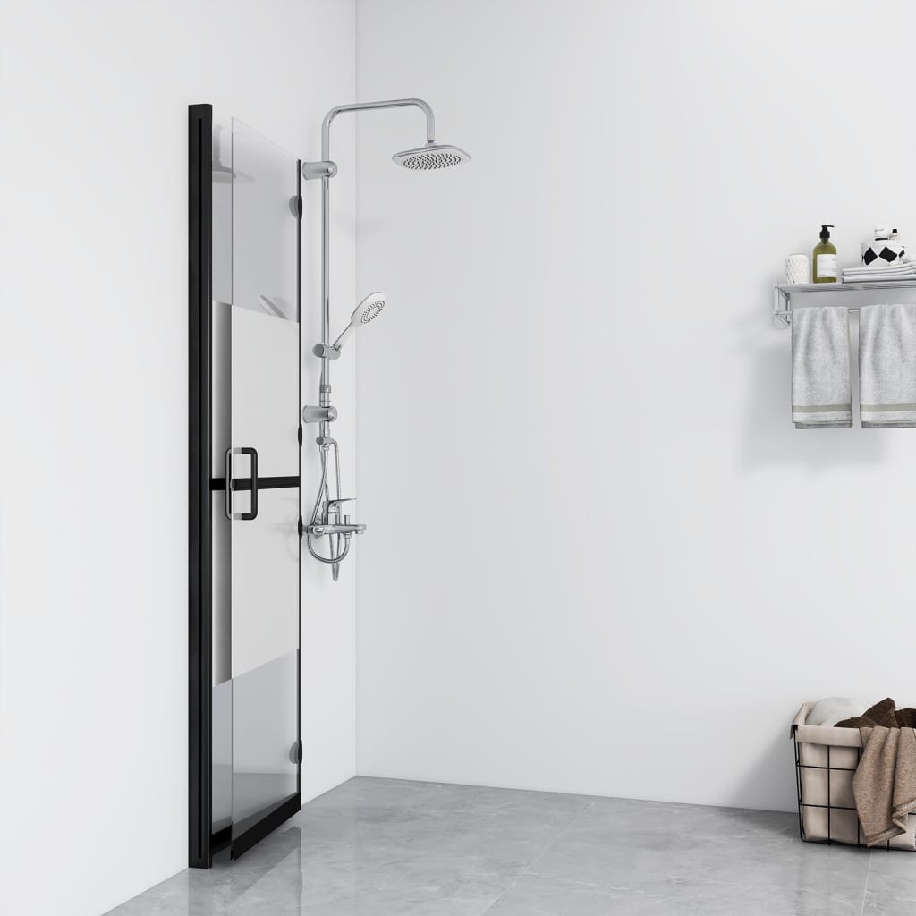 vidaXL dušas siena, salokāma, daļēji matēts ESG stikls, 90x190 cm