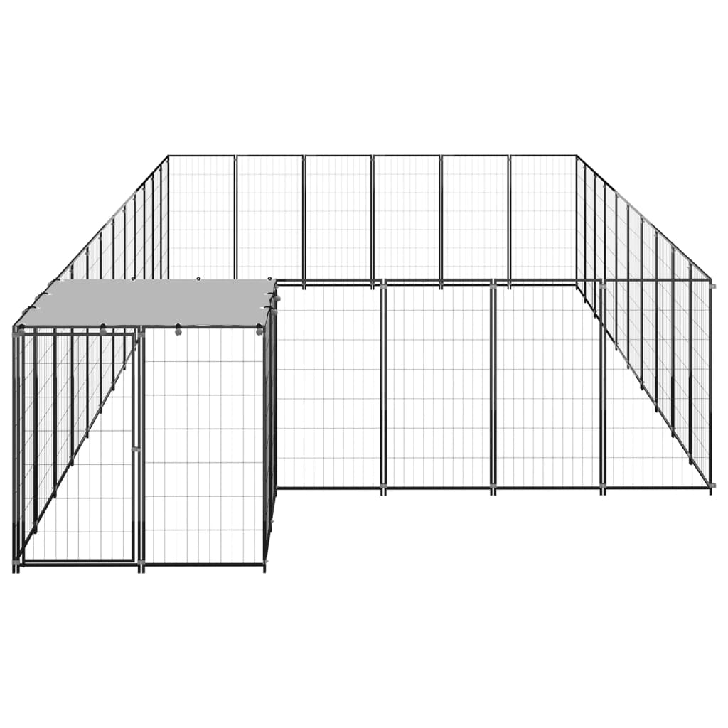 vidaXL suņu voljērs, 19,36 m², tērauds, melns