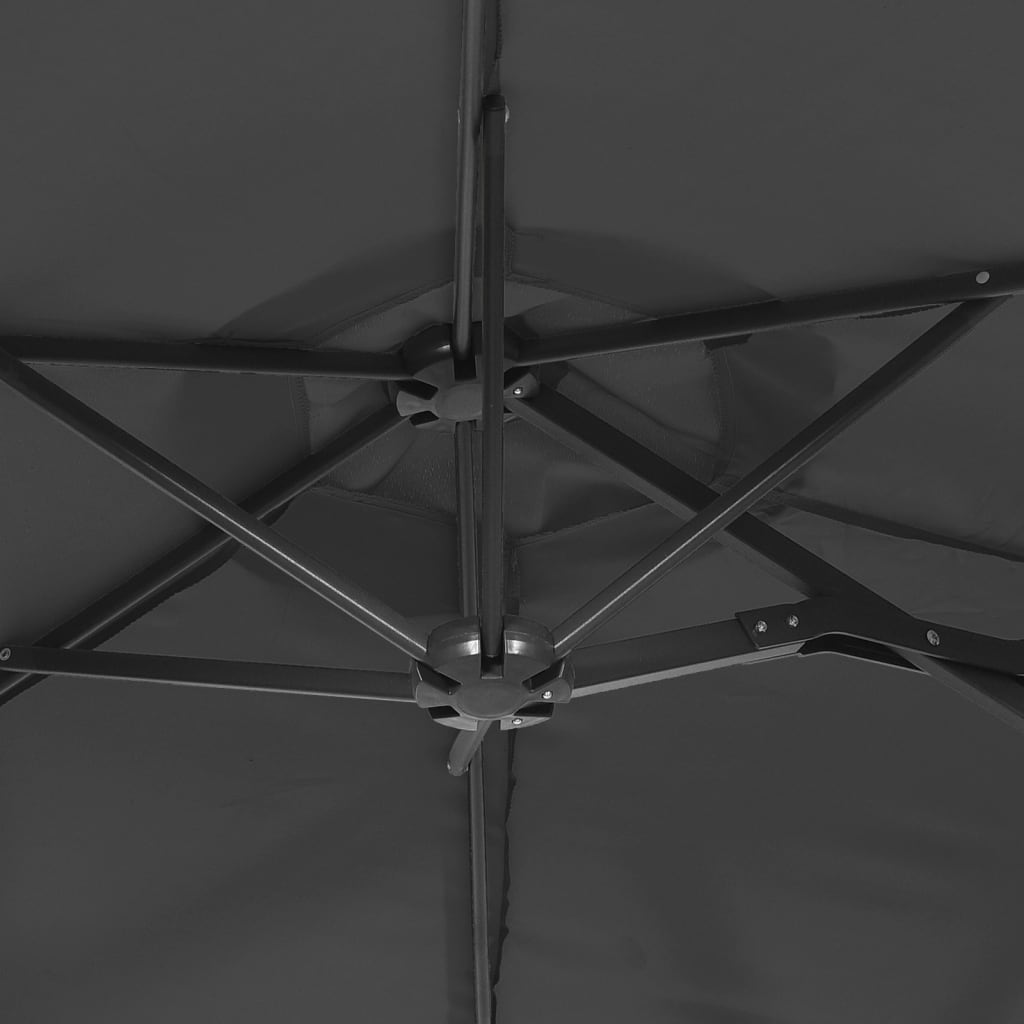 vidaXL saulessargs ar 2 jumtiņiem un LED, 316x240 cm, antracītpelēks
