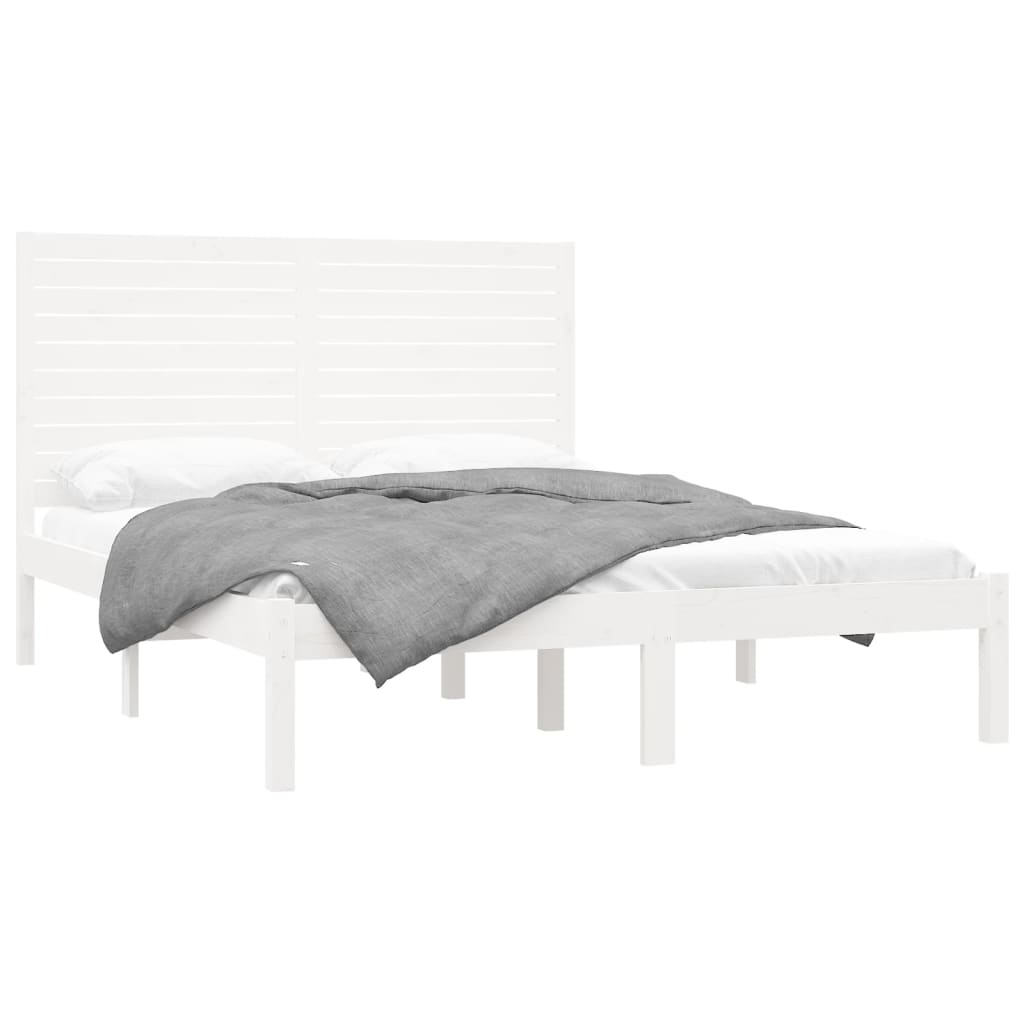 vidaXL gultas rāmis, balts, masīvkoks, 160x200 cm