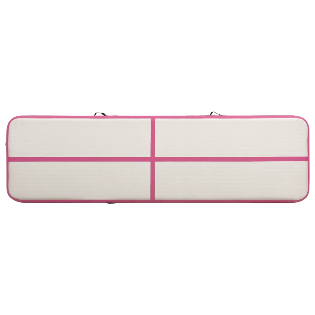 vidaXL piepūšams vingrošanas paklājs ar pumpi, 600x100x15 cm, rozā PVC