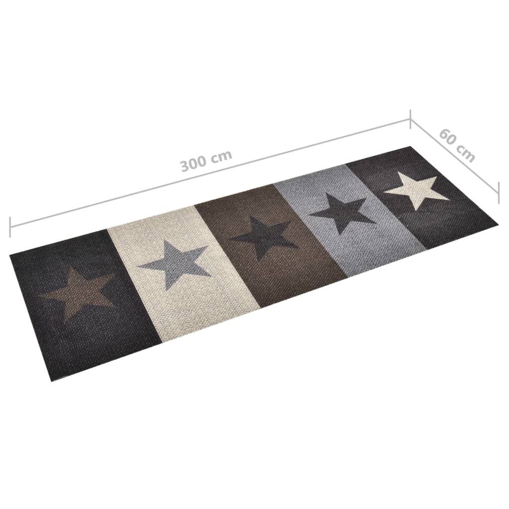 vidaXL virtuves paklājs, mazgājams, apdruka ar zvaigznēm, 60x300 cm