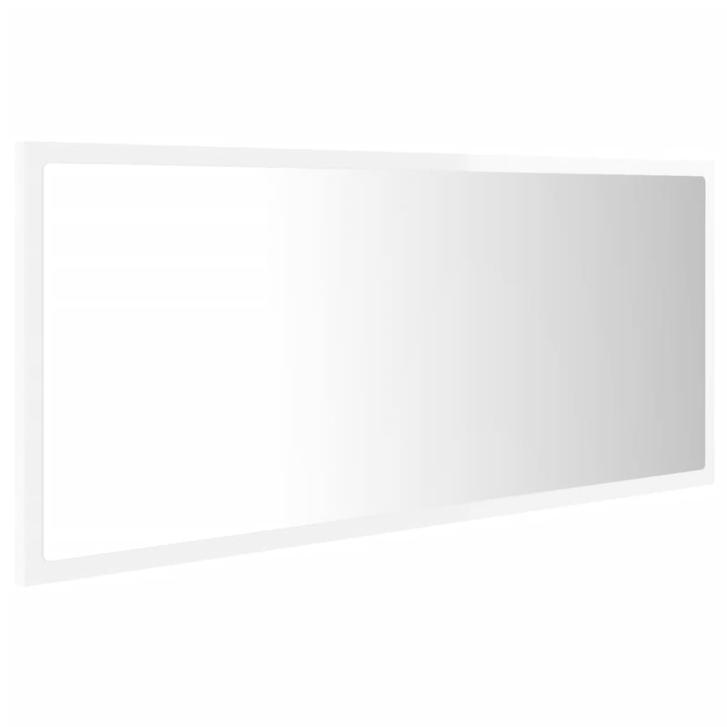 vidaXL vannasistabas spogulis, LED, spīdīgi balts, 100x8,5x37, akrils