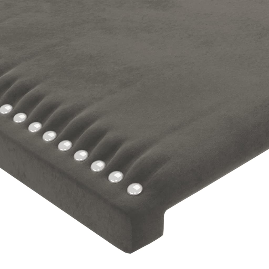 vidaXL gultas galvgalis ar LED, 180x5x78/88 cm, tumši pelēks samts