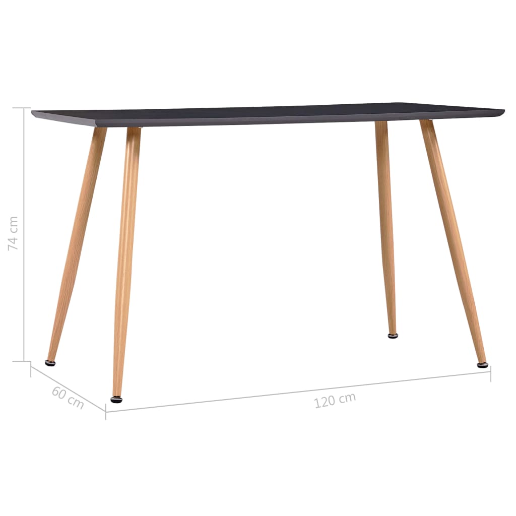 vidaXL virtuves galds, pelēka, ozolkoka krāsa, 120x60x74 cm, MDF