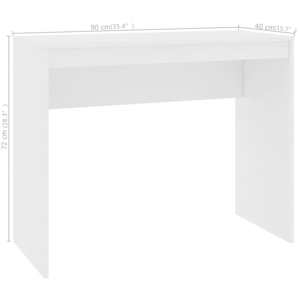 vidaXL rakstāmgalds, balts, 90x40x72 cm, inženierijas koks