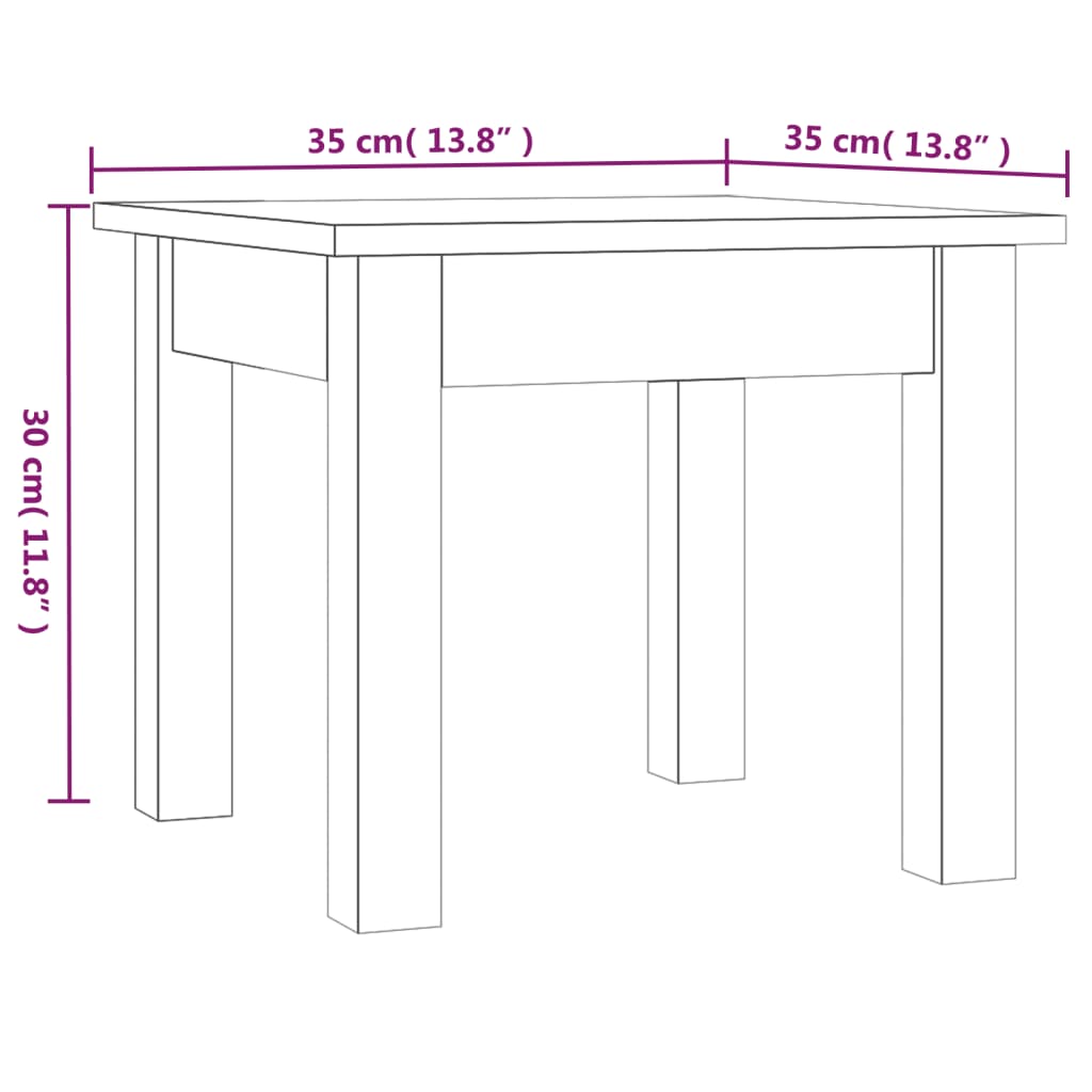 vidaXL kafijas galdiņš, medus brūns, 35x35x30 cm, priedes masīvkoks