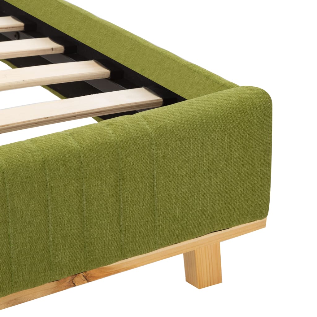 vidaXL gultas rāmis ar LED, zaļš audums, 160x200 cm