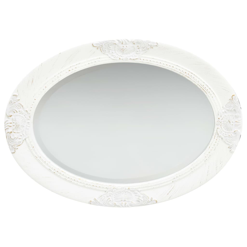 vidaXL baroka stila sienas spogulis, 50x70 cm, balts