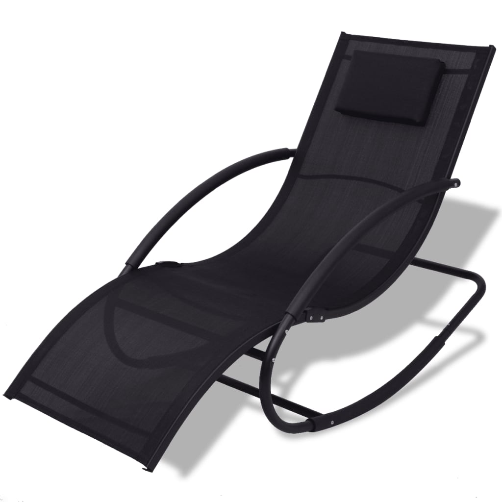 vidaXL šūpuļkrēsls, melns, tērauds un tekstilēns