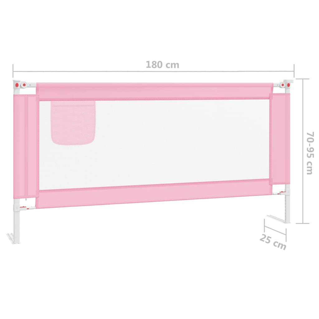 vidaXL bērnu gultas aizsargbarjera, rozā, 180x25 cm, audums
