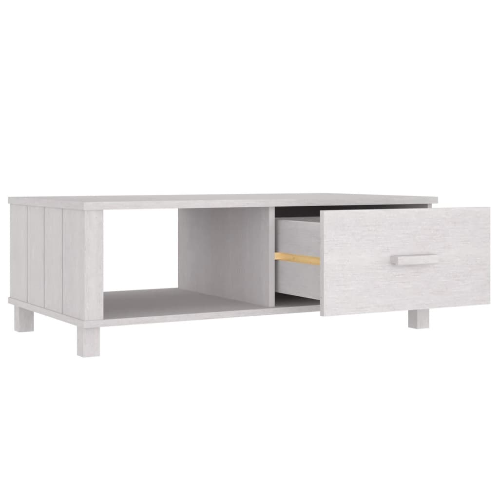 vidaXL kafijas galdiņš HAMAR, balts, 100x55x35 cm, priedes masīvkoks