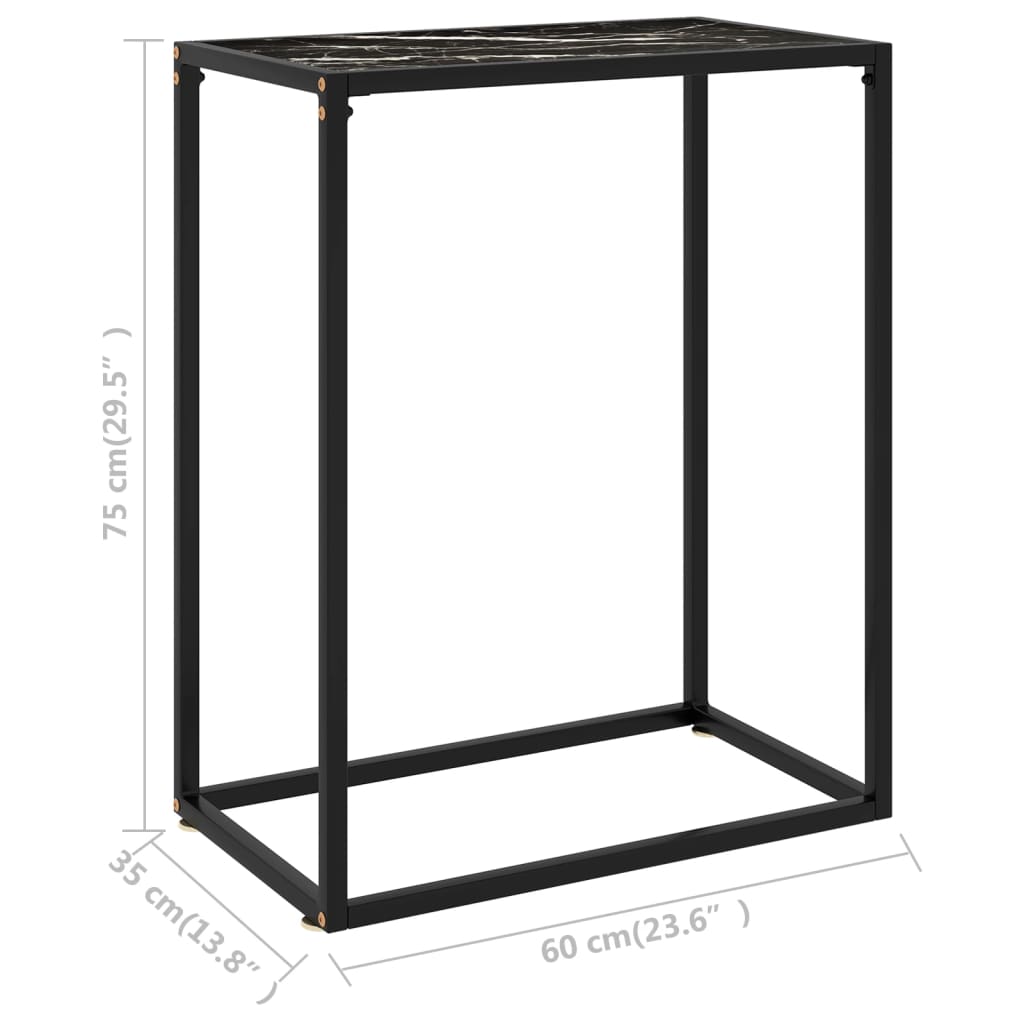 vidaXL konsoles galdiņš, melns, 60x35x75 cm, rūdīts stikls
