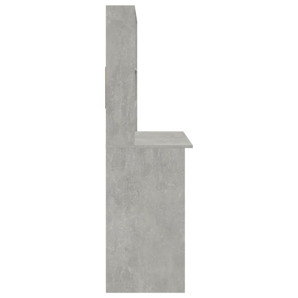 vidaXL rakstāmgalds ar plauktiem, betona pelēks, 102x45x148 cm