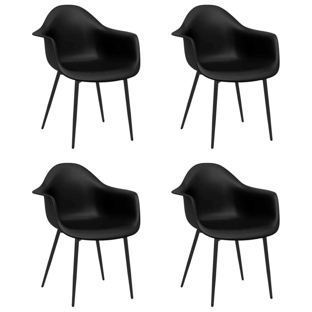 vidaXL virtuves krēsli, 4 gab., melns PP
