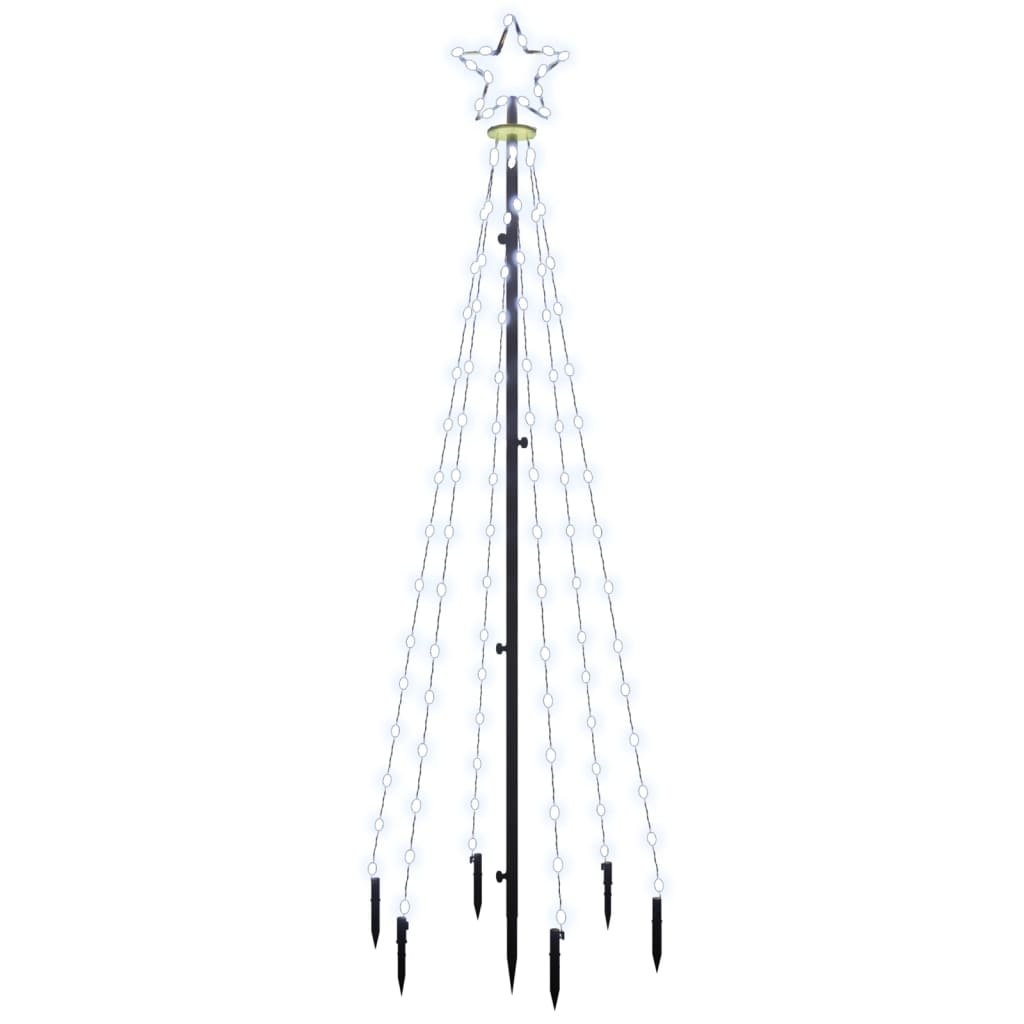vidaXL Ziemassvētku egle ar pīķi, 108 vēsi baltas LED, 180 cm