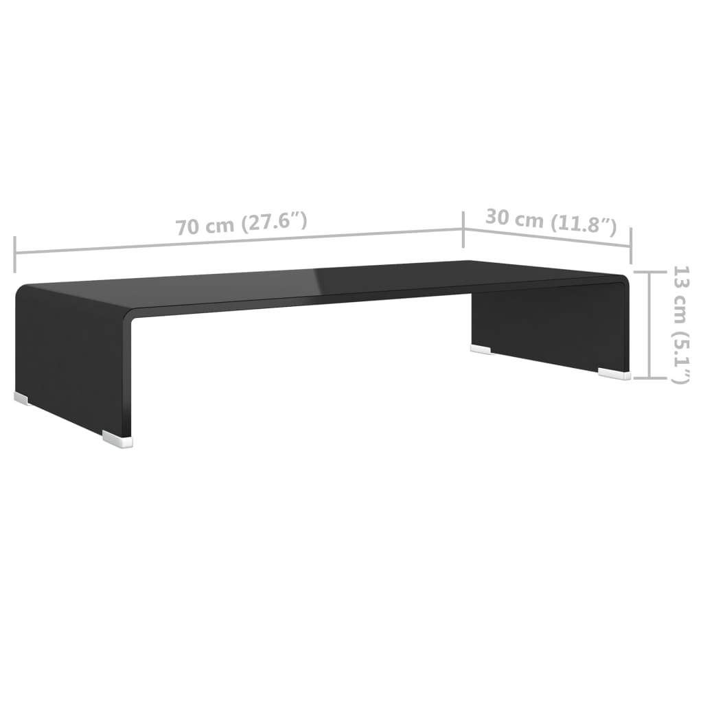 vidaXL TV statīvs, monitora paliktnis, 70x30x13 cm, melns stikls