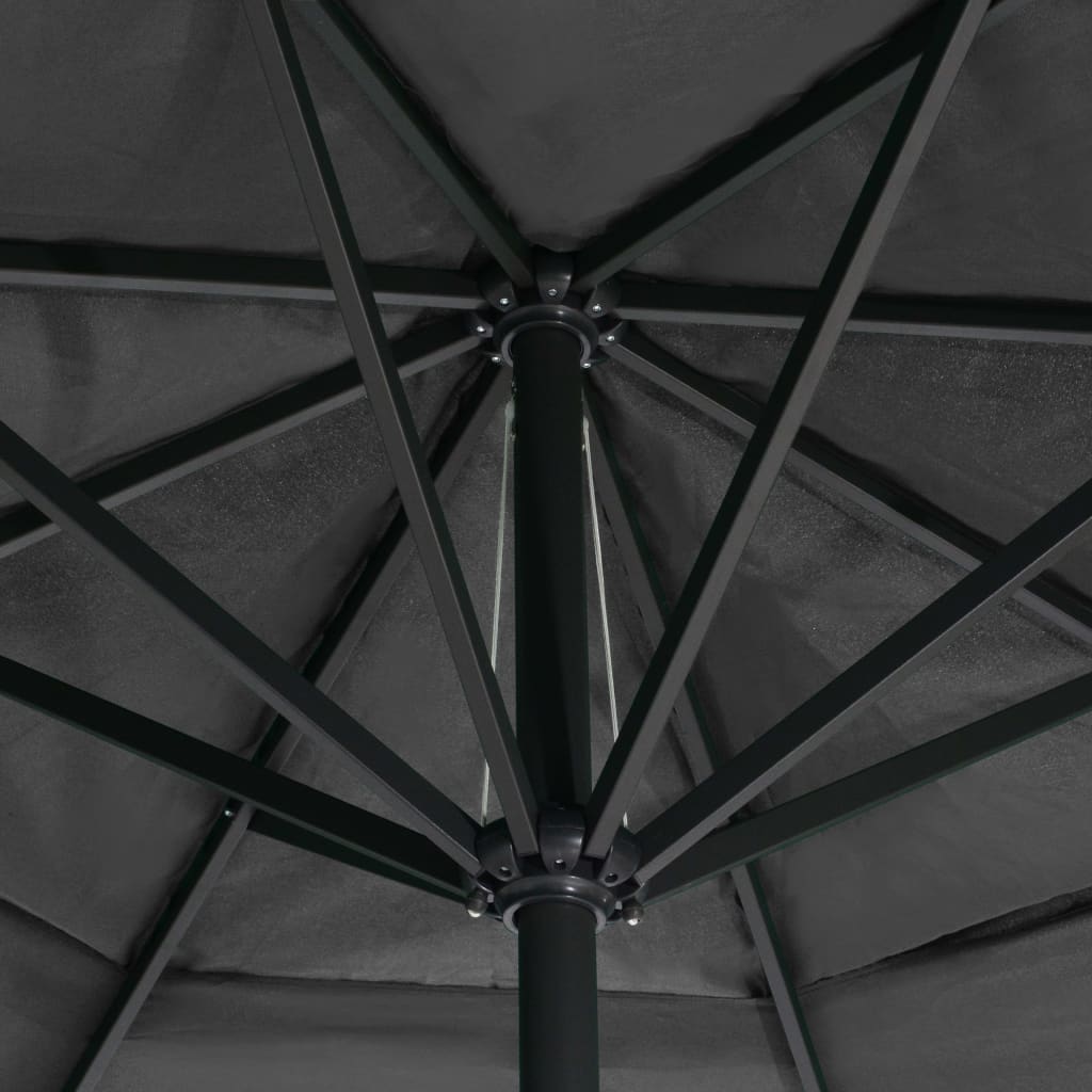 vidaXL dārza saulessargs ar alumīnija kātu, 600 cm, antracītpelēks