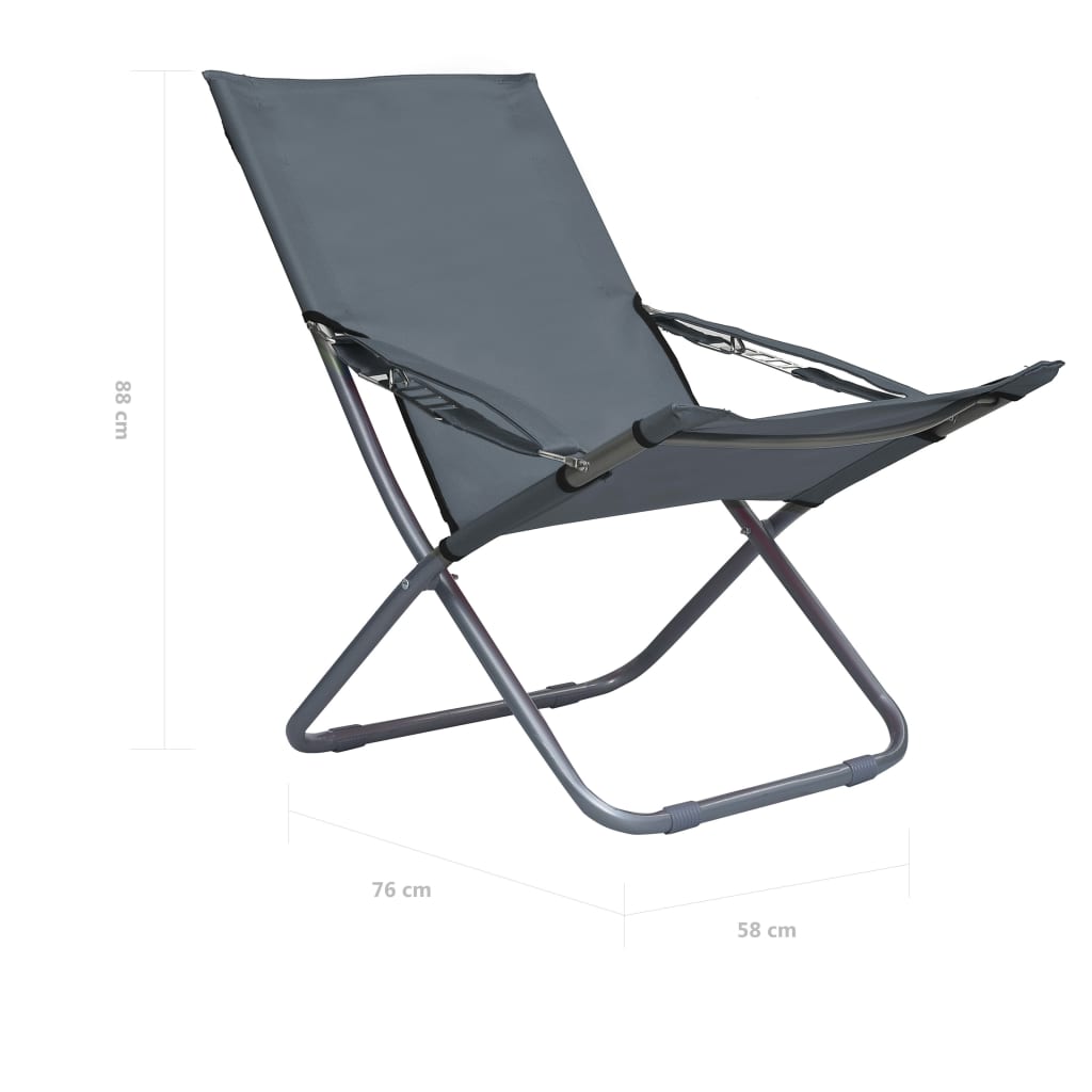 vidaXL salokāmi pludmales krēsli, 2 gab., pelēks audums