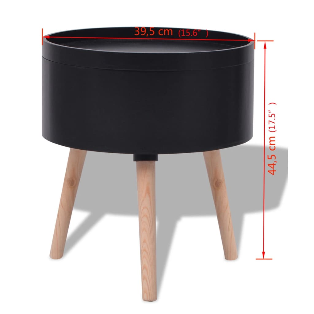 vidaXL apaļš galdiņš ar paplāti, 39,5x44,5 cm, melns