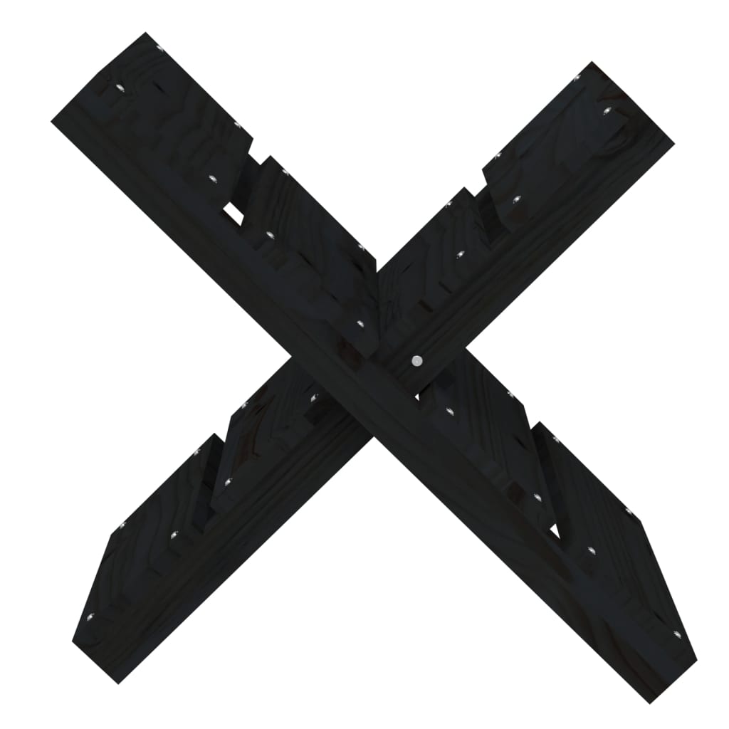 vidaXL malkas statīvs, melns, 47x39,5x48 cm, priedes masīvkoks