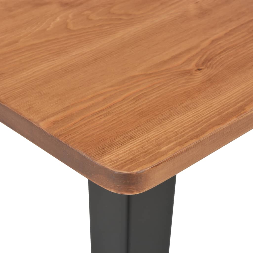 vidaXL bāra galds, 60x60x108 cm, melns, priedes masīvkoks, tērauds