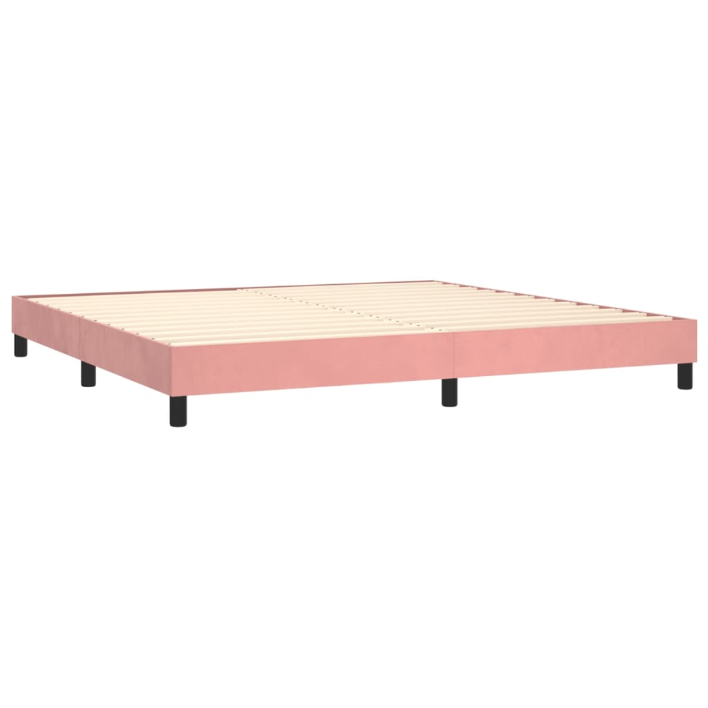 vidaXL atsperu gulta ar matraci, LED, rozā samts, 200x200 cm