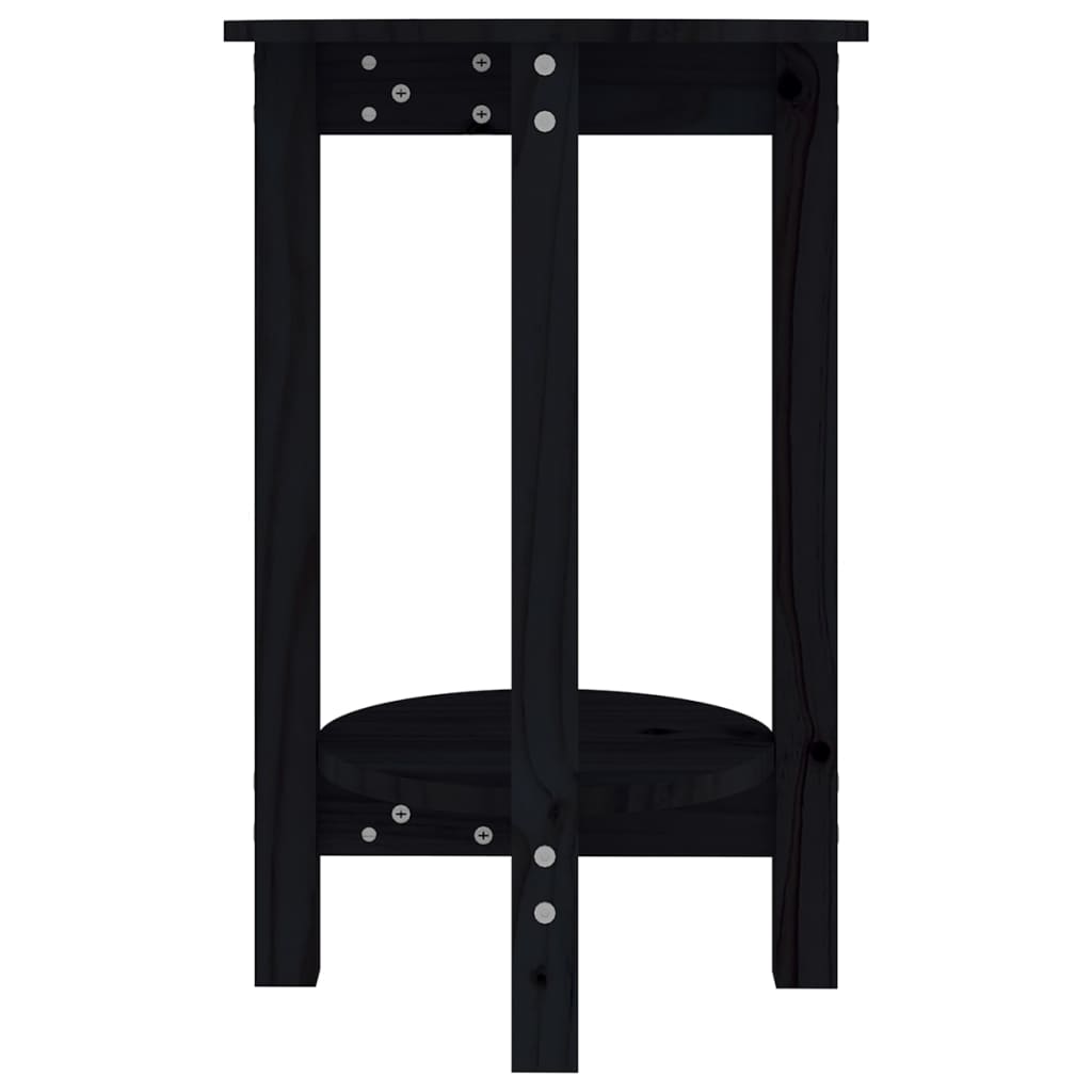 vidaXL kafijas galdiņš, melns, Ø 40x60 cm, priedes masīvkoks