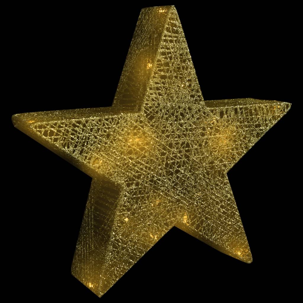 vidaXL Ziemassvētku dekorācija, 3 zvaigznes, zelta krāsas siets, LED