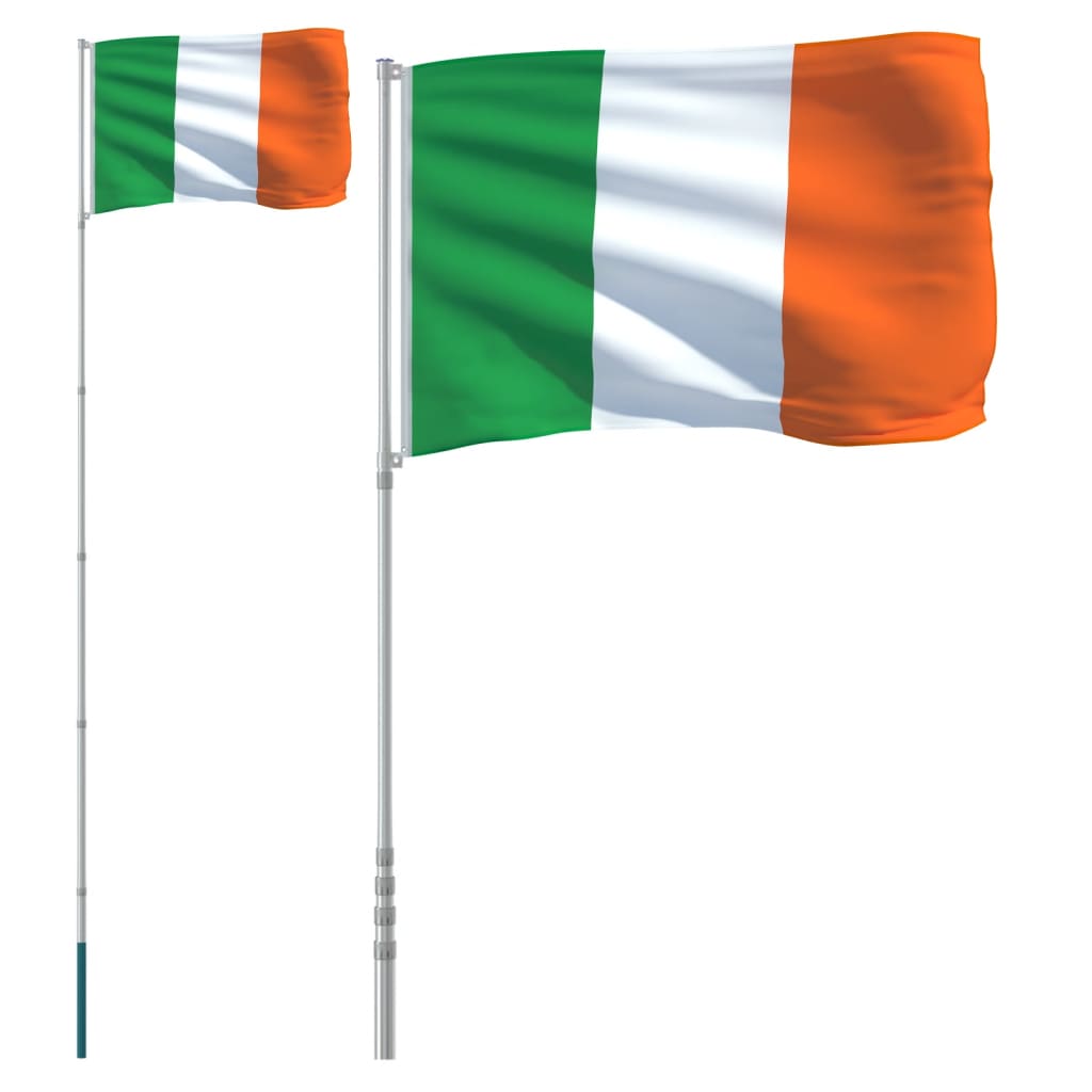 vidaXL Īrijas karogs un masts, 5,55 m, alumīnijs