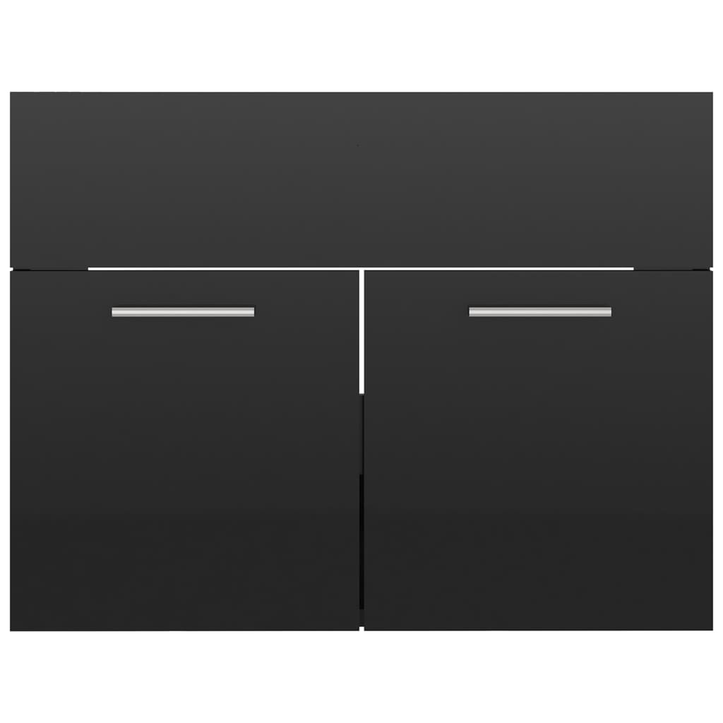 vidaXL vannasistabas mēbeļu komplekts, spīdīgi melns, skaidu plāksne