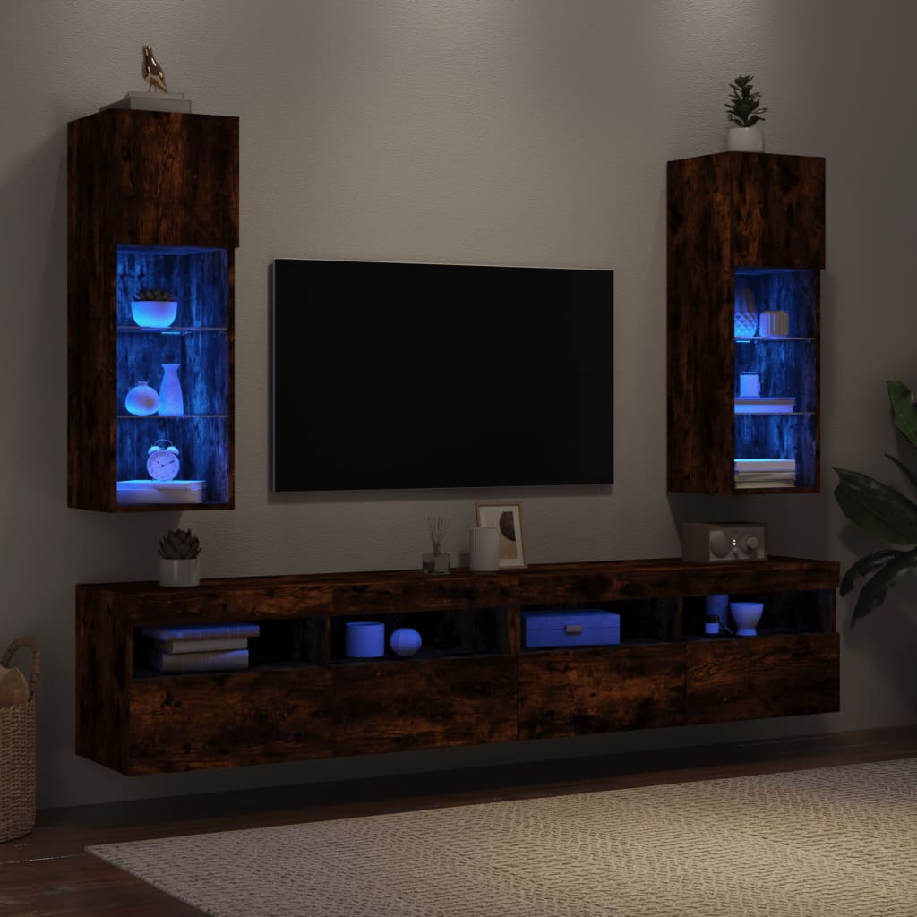 vidaXL TV skapīši ar LED, 2 gab., ozolkoka krāsa, 30,5x30x90 cm
