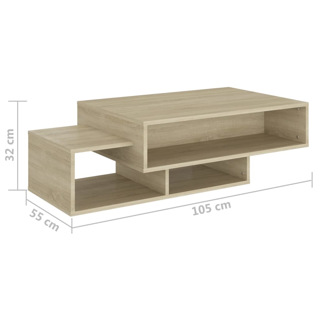 vidaXL kafijas galdiņš, 105x55x32 cm, ozolkoka krāsā, skaidu plāksne
