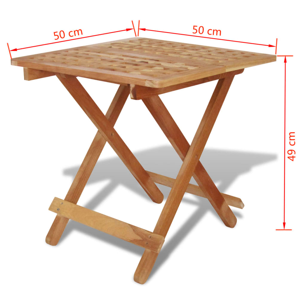 vidaXL galdiņš, 50x50x49 cm, saliekams, valriekstu masīvkoks