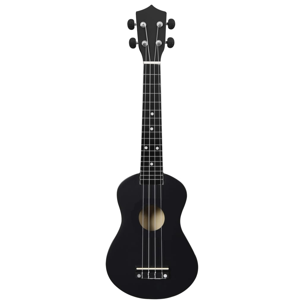 vidaXL soprāna bērnu ukulele ar somu, melna, 23"