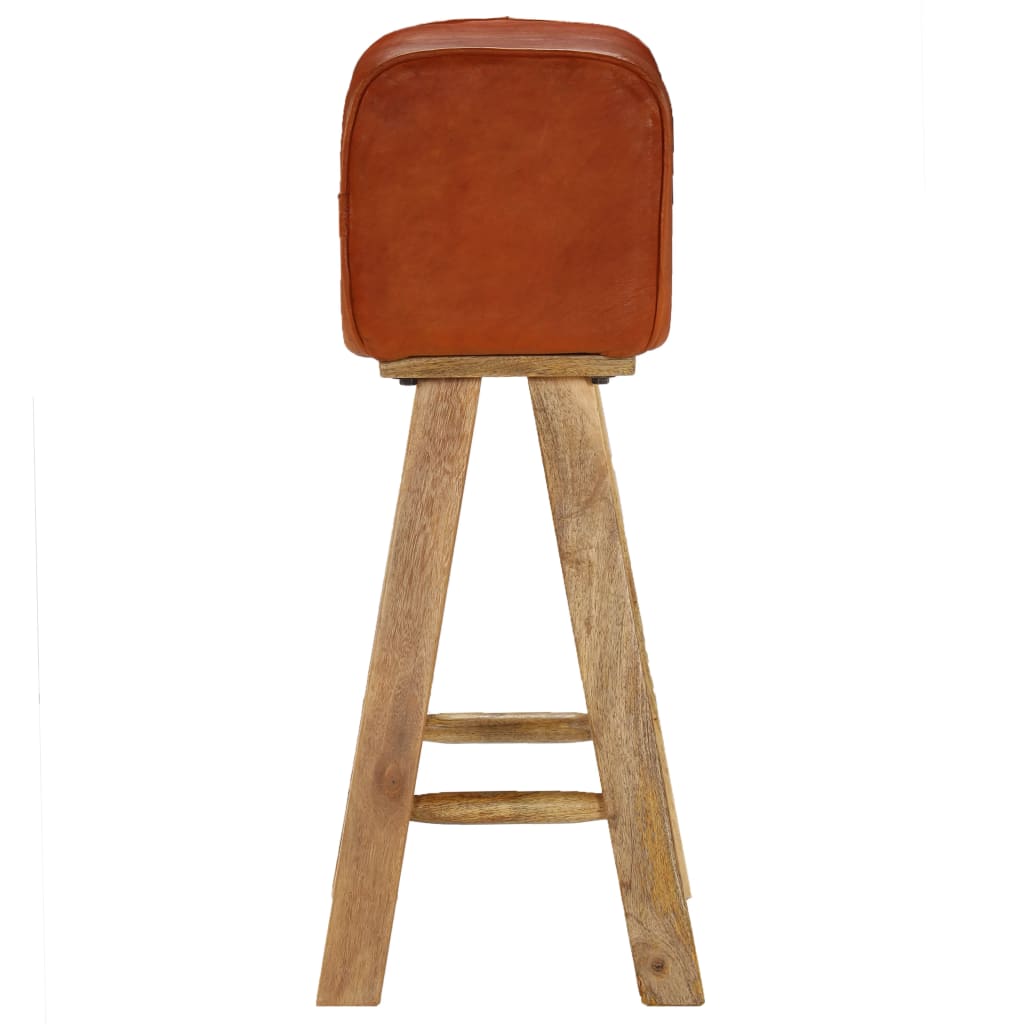 vidaXL bāra krēsli, 2 gab., dabīga āda un mango masīvkoks