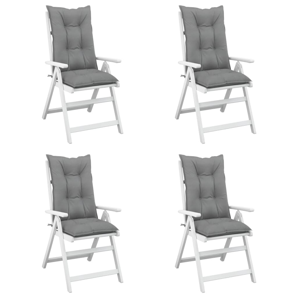 vidaXL dārza krēslu spilveni, 4 gab., pelēki, 120x50x7 cm, audums