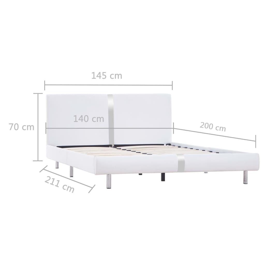 vidaXL gultas rāmis, balta mākslīgā āda, 140x200 cm