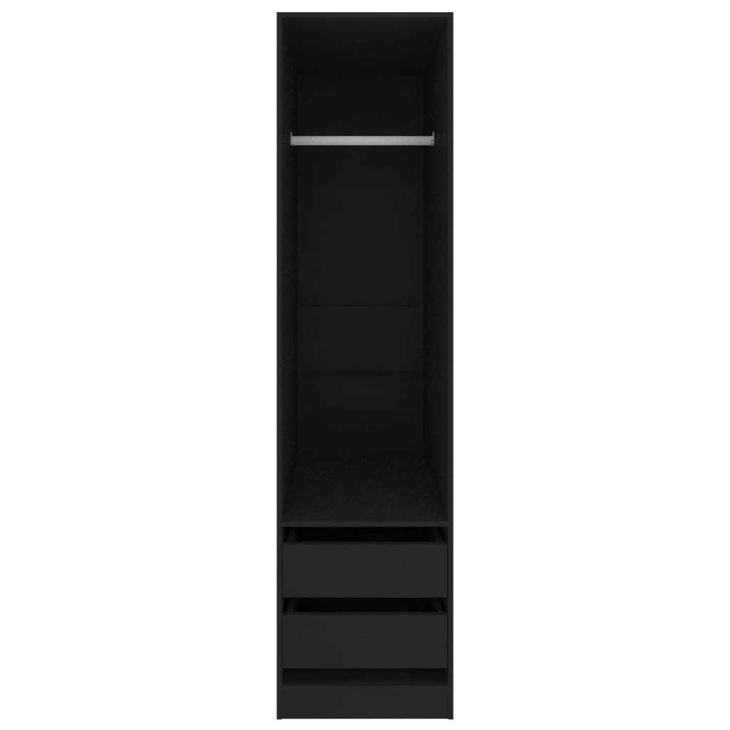 vidaXL skapis ar atvilktnēm, melns, 50x50x200 cm, skaidu plāksne
