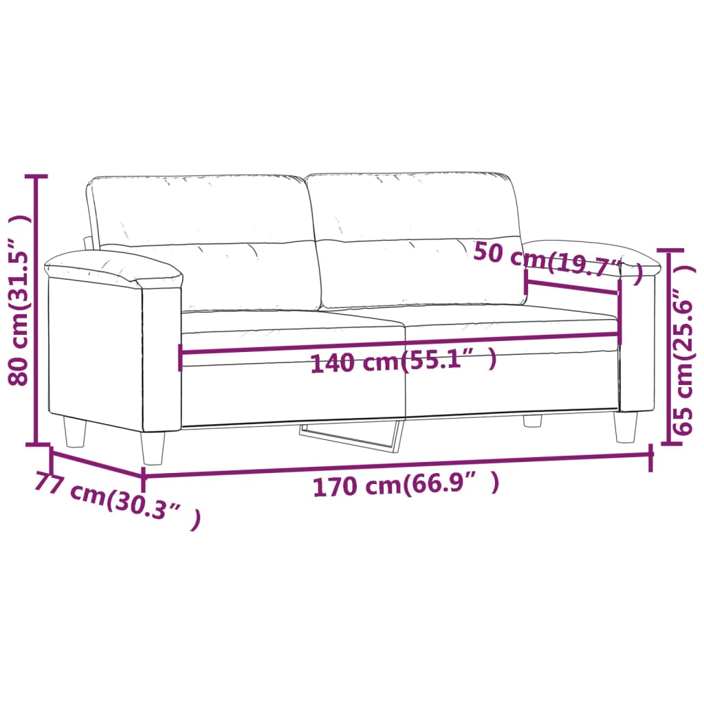 vidaXL divvietīgs dīvāns, 140 cm, tumši pelēks mikrošķiedras audums