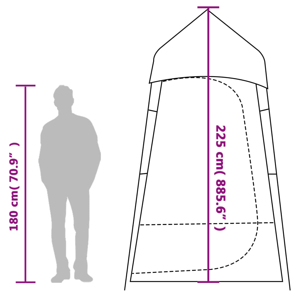 vidaXL privātuma telts, pelēka, zaļa, 121x121x225 cm, 190T, tafts
