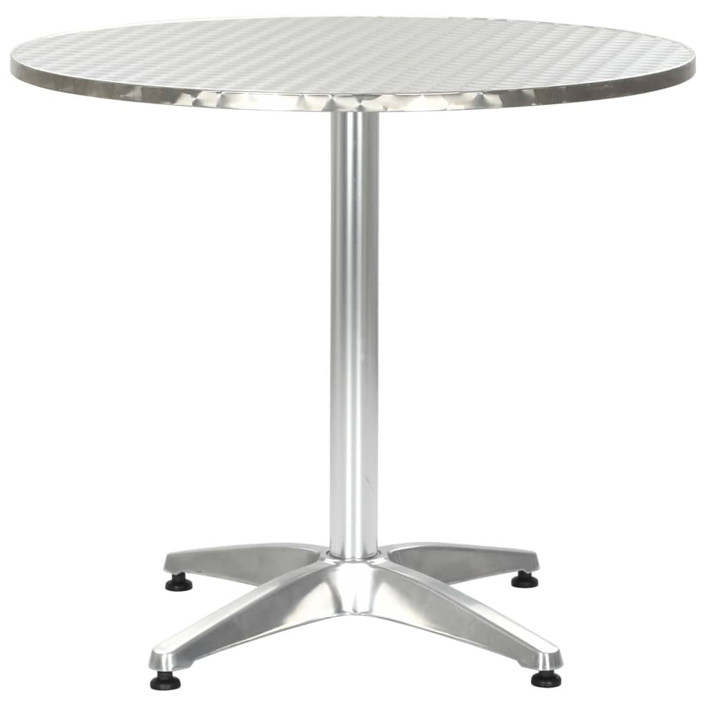 vidaXL dārza galds, sudraba krāsā, 80x70 cm, alumīnijs