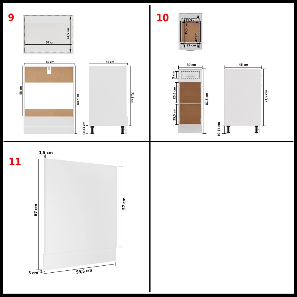 vidaXL 11-daļīgs virtuves skapīšu komplekts, balts, kokskaidu plāksne