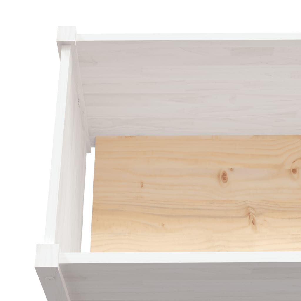 vidaXL 2 dārza puķu kastes, 200x31x31 cm, balts priedes masīvkoks